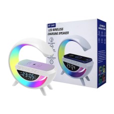 Telefon Kablosuz Hızlı Şarj Aleti Masa Lambası Bluetooth Hoparlör Speaker Gece Lambası Led G Lamba Beyaz