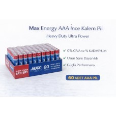 Max Energy Aaa İnce Kalem Pil 1.5v R03 Heavy Duty Ultra Power 4 Lü 15 Paket