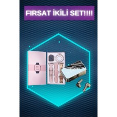 Bileklikli Amoled Ekran Akıllı Saat ve Dijital Göstergeli Kablosuz Bluetooth Kulaklık ANC/ ENC