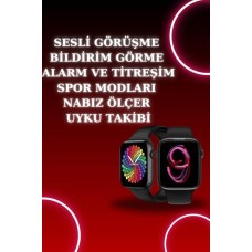 Akıllı Saat Arama Görüşme Bildirim Görme Uyku ve Sağlık Takibi Nabız Ölçer 3 Kordon Hediyeli