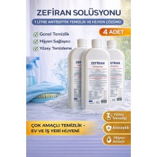 Zefiran Solüsyonu 1 Litre 4 Adet Set Antiseptik Hijyen Ve Çok Amaçlı Temizlik Solüsyonu