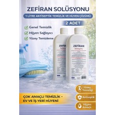 Zefiran Solüsyonu 1 Litre 2 Adet Set Antiseptik Hijyen Ve Çok Amaçlı Temizlik Solüsyonu