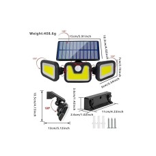 Volemi Üçlü Solar Led Projektör – Beyaz Işık – Sensörlü Dış Mekân Aydınlatma