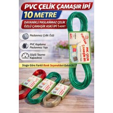 Pvc Çelik Çamaşır İpi 10 Metre Dayanıklı Paslanmaz Çelik Özlü Çamaşır Askı İpi 1 Adet