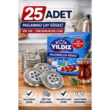 25 Adet Paslanmaz Çelik Çaydanlık Demlik Süzgeci Sök Tak Çay Süzgeci Tüm Demliklere Uyumlu Çaydanlık Filtresi