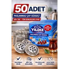 50 Adet Paslanmaz Çelik Çaydanlık Demlik Süzgeci Sök Tak Çay Süzgeci Tüm Demliklere Uyumlu Çaydanlık Filtresi