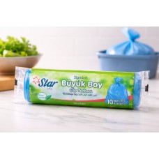 Star Plus Standart Büyük Boy Atık Torbası 65x80 Cm 10 Adet Dayanıklı Sızdırmaz Atık Poşeti