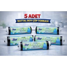 Star Plus Standart Büyük Boy Atık Poşeti 65x80 Cm 10 Adet Dayanıklı Sızdırmaz Atık Torbası 5 Adet