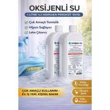 Oksijenli Su 1 Litre 2 Adet Set %3 Hidrojen Peroksit Solüsyonu Çok Amaçlı Temizlik Ve Hijyen Sıvısı