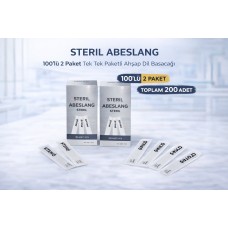Steril Abeslang 100'lü 2 Paket Tek Tek Paketli Ahşap Dil Basacağı Medikal Spatula Toplam 200 Adet