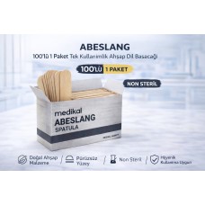 Abeslang 100'lü 1 Paket Tek Kullanımlık Ahşap Dil Basacağı Medikal Spatula