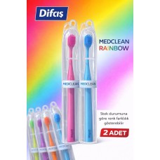 Difaş Medclean Rainbow Diş Fırçası 2 Adet Orta Sert Renkli Yetişkin Diş Fırçası Seti