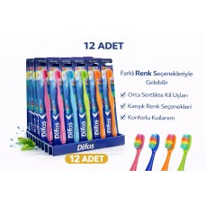 Difas Rainbow Orta Sert Diş Fırçası Medium 12adet