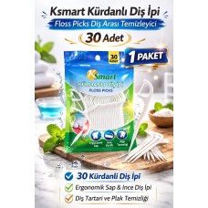 Ksmart Kürdanlı Diş İpi 30 Adet Floss Picks Diş Arası Temizleyici 1 Paket