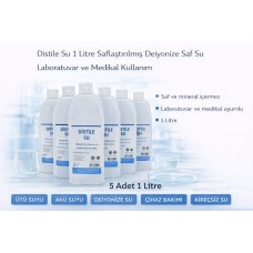 Distile Su 1 Litre Saflaştırılmış Deiyonize Saf Su 5 Adet