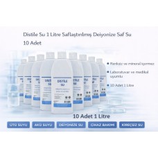 Distile Su 1 Litre Saflaştırılmış Deiyonize Saf Su 10 Adet