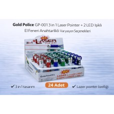 Gold  Gp-001 3 İn 1 Lazer + 2 Led Işıklı El Feneri Anahtarlıklı 24 Adet