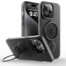 ALLY iPhone 15 Pro İçin Magsafe Uyumlu Standlı Manyetik Silikon Kılıf-(5775)