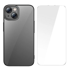 Baseus Glitter iPhone 14 6.1 Renkli Kenar Silikon Kılıf + Tempered Ekran Koruyucu Set-(5775)