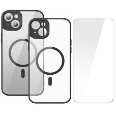 Baseus Frame Series iPhone 14 Plus 6.7 Kamera Koruyuculu Magsafe Kılıf + Tempered Ekran Koruyucu Set-(5775)