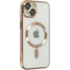 ALLY iPhone 14 6.1inç Renkli Kenar Lazer Çerçeveli Magsafe Uyumlu Silikon Kılıf-(5775)