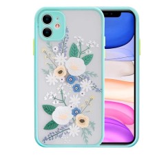 iPhone 12 6.1inç Kamera Korumalı Çiçek Desenli Silikon Kılıf-(5775)