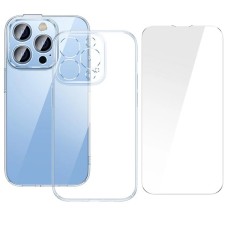 Baseus Crystal iPhone 14 Pro Max 6.7 Ultra-Thin Silikon Kılıf + Tempered Ekran Koruyucu Set-(5775)