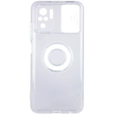 Ally Xiaomi Redmi Note 10 - 10s Kılıf Sürgülü Kamera Lens Korumalı Yüzük Standlı Silikon Kılıf-(5775)