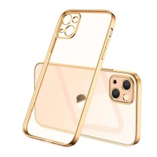 iPhone 13 6.1inç Renkli Kenar Şeffaf Kılıf Kamera Korumalı Silikon Kılıf-(5775)