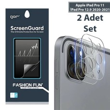 GOR iPad Pro 11 İPad Pro 12.9 2020-2021 3D Cam Kamera Koruyucu 2 SET-(5775)