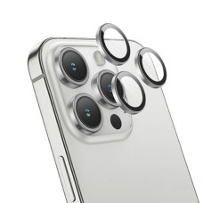 HOCO Crystal Clear iPhone 15 Pro-15 Pro Max HD 3D Metal Çerçeveli Kamera Koruyucu Lens-(5775)
