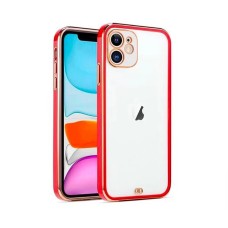 iPhone 12 6.1inç Gold Çerçeve Kamera Korumalı Silikon Bumper Kılıf-(5775)