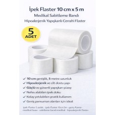 İpek Flaster 10 Cm X 5 M 5 Adet Medikal Sabitleme Bandı Hipoalerjenik Yapışkanlı Cerrahi Flaster