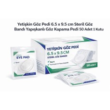 Yetişkin Göz Pedi 6.5 X 9.5 Cm Steril Göz Bandı Yapışkanlı Göz Kapama Pedi 50 Adet 1 Kutu