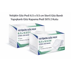 Yetişkin Göz Pedi 6.5 X 9.5 Cm Steril Yapışkanlı Göz Bandı 50’li 2 Kutu Göz Kapama Pedi