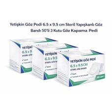 Yetişkin Göz Pedi 6.5 X 9.5 Cm Steril Yapışkanlı Göz Bandı 50’li 3 Kutu Göz Kapama Pedi