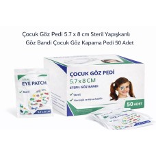 Çocuk Göz Pedi 5.7 X 8 Cm Steril Yapışkanlı Göz Bandı Çocuk Göz Kapama Pedi 50 Adet 1 Kutu