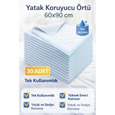 Yatak Koruyucu Örtü 60x90 Cm 30 Adet Tek Kullanımlık Sıvı Geçirmez Hasta Altı Bezi