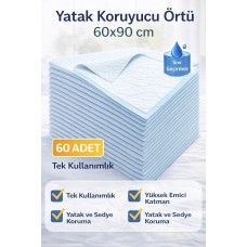 Yatak Koruyucu Örtü 60x90 Cm 60 Adet Tek Kullanımlık Sıvı Geçirmez Hasta Altı Bezi