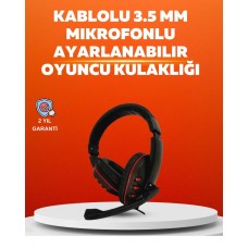Stereo KırmızıKulaklığı Yumuşak Pedli Mikrofonlu