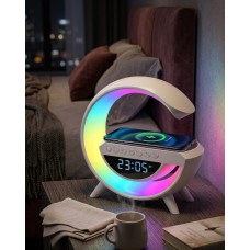 RGB Işıklı Kablosuz Şarjlı Bluetooth Hoparlör Saat ve Alarm Özellikli