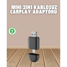 Kablosuz CarPlay Adaptörü – USB-A & Type-C Uyumlu Hızlı Bağlantı Cihazı
