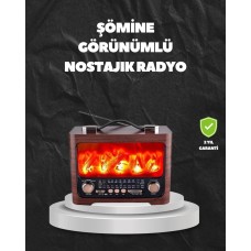 Solar Şarjlı Şömine Işıklı Bluetooth Hoparlör – Radyo USB TF Kart Destekli