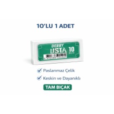 Derby Usta Çift Taraflı Jilet Tam Bıçak Berber Jileti 10lu 1 Paket