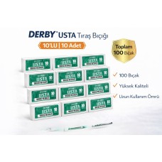 Derby Usta Çift Taraflı Jilet Tam Bıçak Berber Jileti 10lu 10 Paket