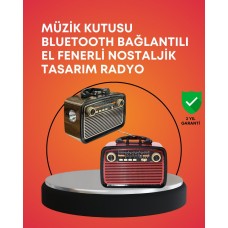 Nostaljik Radyo Görünümlü Bluetooth Hoparlör – FM/AM Yayın Kablosuz Bağlantı Şarj Edilebilir