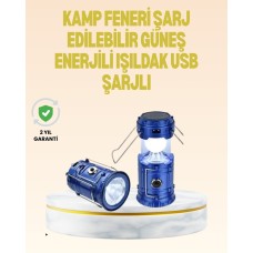 Katlanabilir USB Çıkışlı Kamp Feneri – Şarj Edilebilir Dayanıklı ve Çok Fonksiyonlu
