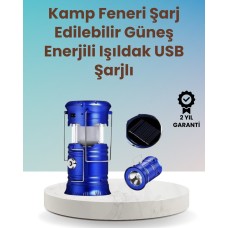 Şarj Edilebilir Güneş Enerjili Kızaklı Kamp Feneri – USB Çıkışlı Katlanabilir Dayanıklı ve Çok Fonksiyonlu