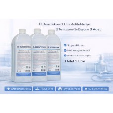 El Dezenfektanı 1 Litre Antibakteriyel El Temizleme Solüsyonu 3 Adet