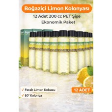 Boğaziçi Limon Kolonyası 200 Cc Pet Şişe 12 Adet 80° Limon Kokulu Kolonya Ekonomik Çoklu Paket